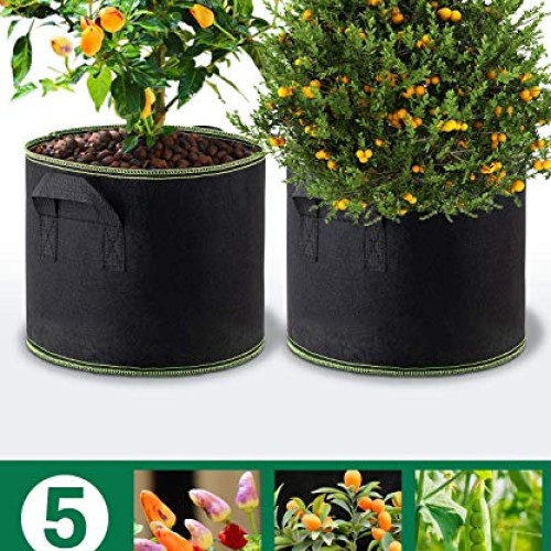 Decorlife 8 Pack 15 Gallon Grow Bags, Non-Woven Aeration Plant Fab...