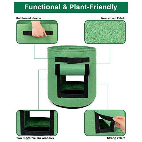 Decorlife 8 Pack 7 Gallon Grow Bags Combo Set, Include 4 Potato Ba...