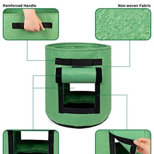 Decorlife 8 Pack 7 Gallon Grow Bags Combo Set, Include 4 Potato Ba...