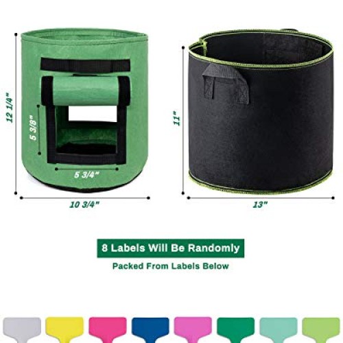 Decorlife 8 Pack 7 Gallon Grow Bags Combo Set, Include 4 Potato Ba...