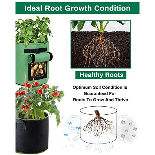Decorlife 8 Pack 7 Gallon Grow Bags Combo Set, Include 4 Potato Ba...