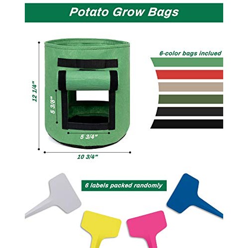 Decorlife Potato Bags 6 Pack 7 GA , Heavy Duty Nonwoven Potato Pot...