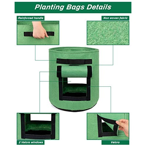Decorlife Potato Bags 6 Pack 7 GA , Heavy Duty Nonwoven Potato Pot...