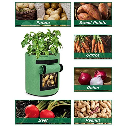 Decorlife Potato Bags 6 Pack 7 GA , Heavy Duty Nonwoven Potato Pot...