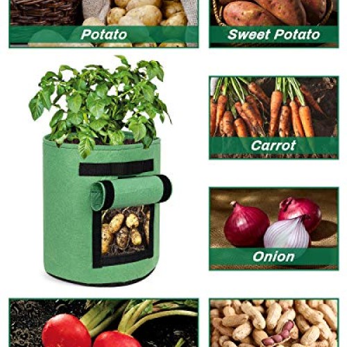 Decorlife Potato Bags 6 Pack 7 GA , Heavy Duty Nonwoven Potato Pot...