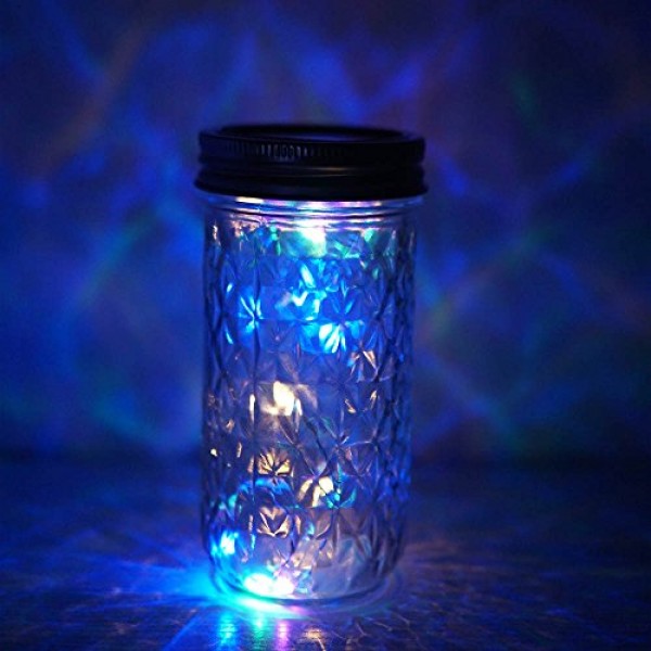 6 Pack Mason Jar Lights 10 LED Solar Colorful 4 Colors Fairy Str...