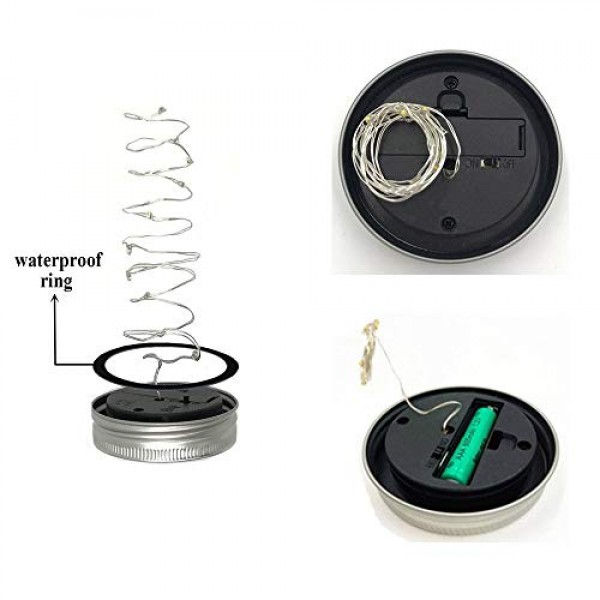6 Pack Mason Jar Lights 20 LED Solar Colorful 4 Colors Fairy Str...