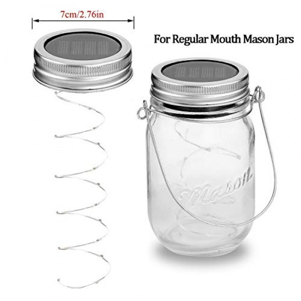 6 Pack Mason Jar Lights 20 LED Solar Colorful 4 Colors Fairy Str...