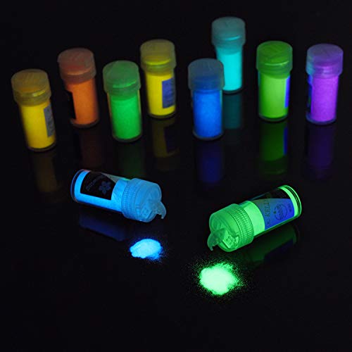 10 Color Glow In The Dark Pigment Powder with UV Lamp - Epoxy Resi...