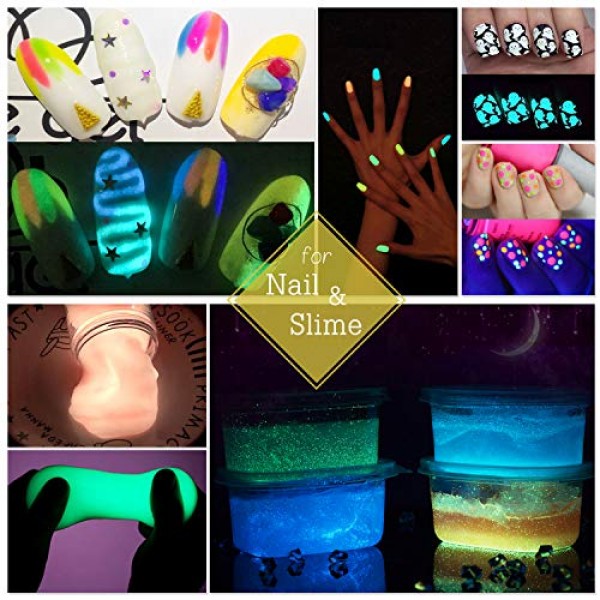 10 Color Glow In The Dark Pigment Powder with UV Lamp - Epoxy Resi...