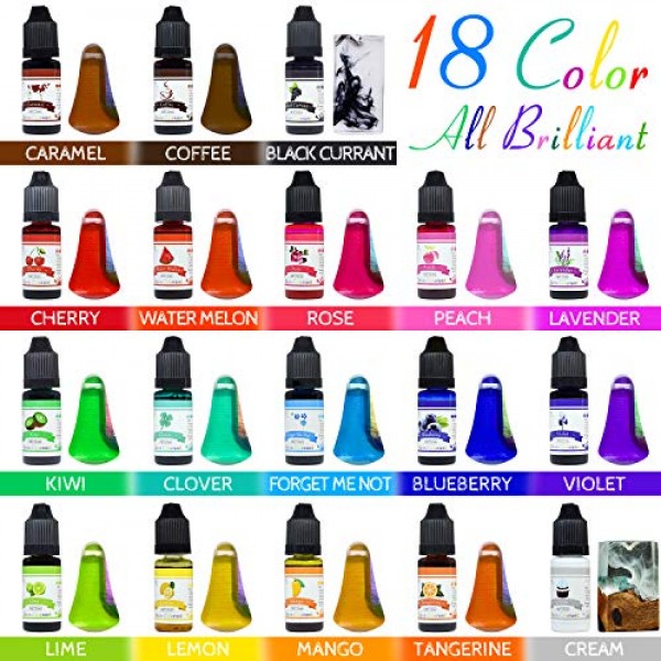 18 Color Epoxy UV Resin Pigment - Liquid Epoxy Resin Dye Transpare...
