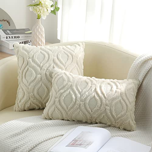 decorUhome Decorative Throw Pillow Covers 18x18, Soft Plush Faux W...