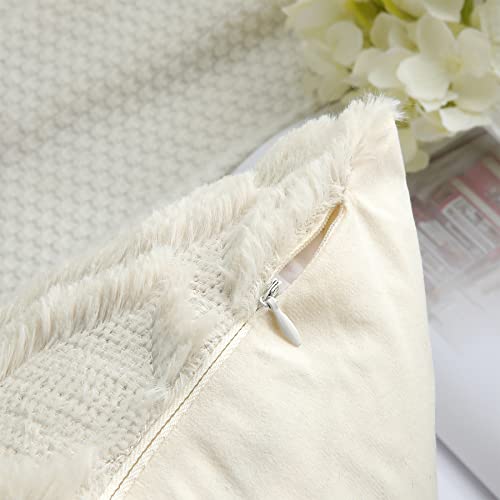 decorUhome Decorative Throw Pillow Covers 18x18, Soft Plush Faux W...