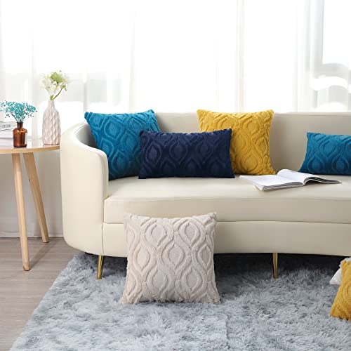 decorUhome Decorative Throw Pillow Covers 18x18, Soft Plush Faux W...