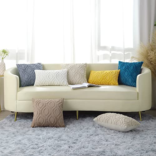 decorUhome Decorative Throw Pillow Covers 18x18, Soft Plush Faux W...