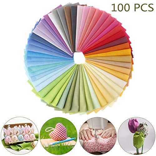 100 Pieces Cotton Fabric Muliti-Colors Fabric Bundles Sewing Solid...