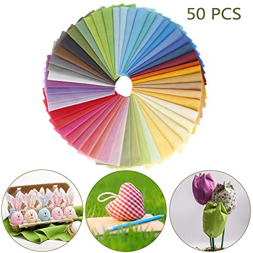 50 Pieces Cotton Fabric Muliti-Colors Fabric Bundles Sewing Solid ...