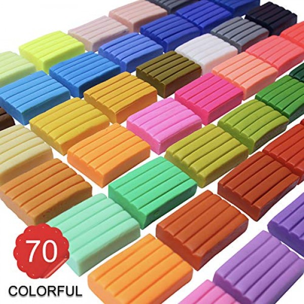 Polymer Clay, DeeCoo 70 Colors 1.2 oz/Block Soft Oven Bake Modelin...