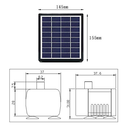 DeeCozy 2W Solar Fountain Pump, Solar Powered Water Fountains Subm...