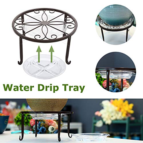 3 Pack Metal Potted Plant Stands with Saucer for Indoor Corner and...