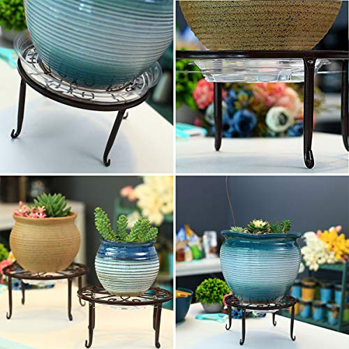 3 Pack Metal Potted Plant Stands with Saucer for Indoor Corner and...