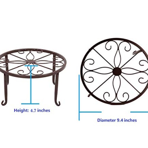 3 Pack Metal Potted Plant Stands with Saucer for Indoor Corner and...