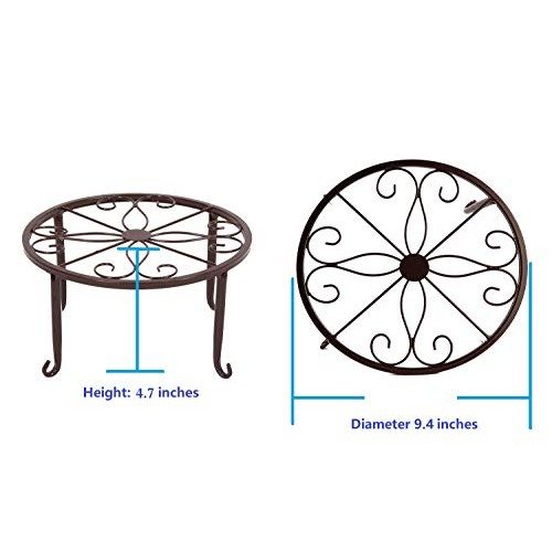 3 Pack Metal Potted Plant Stands with Saucer for Indoor Corner and...