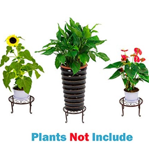 3 Pack Metal Potted Plant Stands with Saucer for Indoor Corner and...