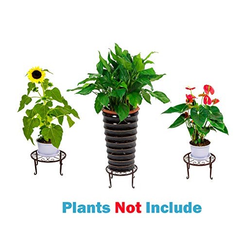 3 Pack Metal Potted Plant Stands with Saucer for Indoor Corner and...