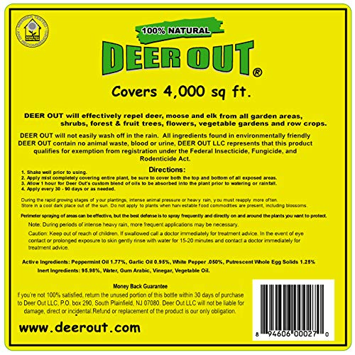 Deer Out 1 Gallon Ready-to-Use - Refill Deer Repellent NO Sprayer ...
