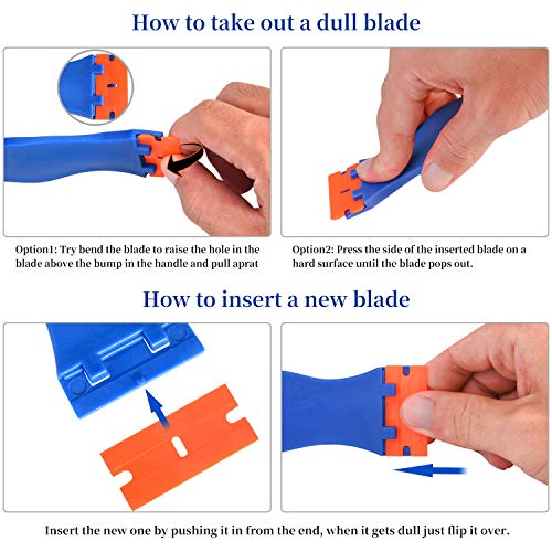 Plastic Razor Blade Scraper, 2 Pack Razor Scraper with 120 Pcs Raz...