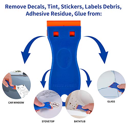 Plastic Razor Blade Scraper, 2 Pack Razor Scraper with 120 Pcs Raz...