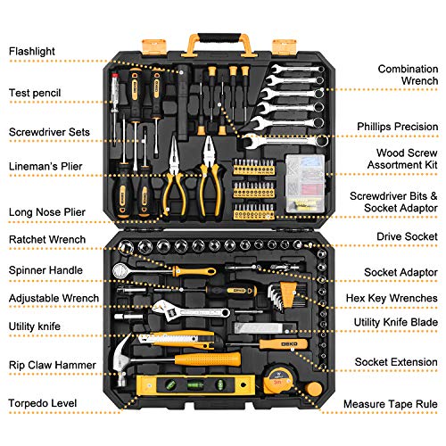 DEKOPRO 208 Piece Tool Set,General Household Hand Tool Kit with Pl...
