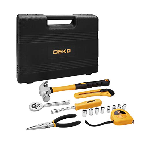 DEKOPRO 65 Piece Tool Set General Household Hand Tool Kit with Pla...