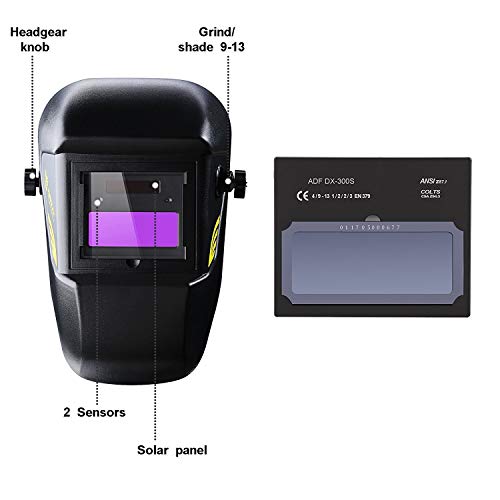 DEKOPRO Welding Helmet Solar Powered Auto Darkening Hood with Adju...