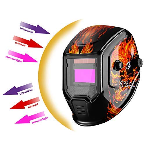 DEKOPRO Welding Helmet Solar Powered Auto Darkening Weld Hood Wide...