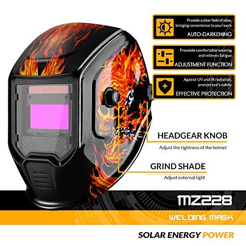 DEKOPRO Welding Helmet Solar Powered Auto Darkening Weld Hood Wide...