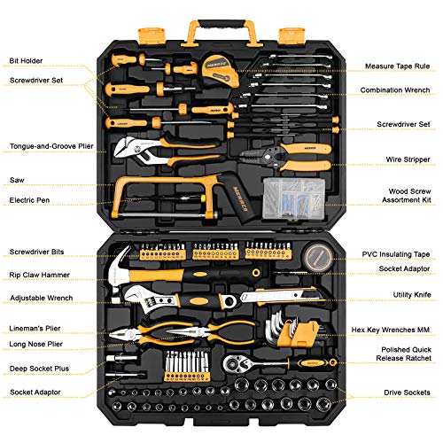 MERRCO 198 Piece Home Repair Tool Kit, General Household Hand Tool...