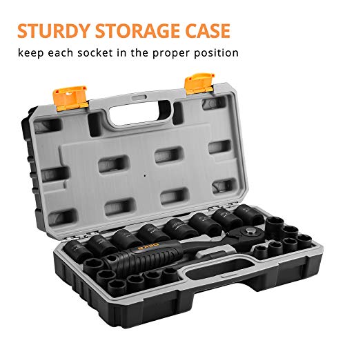 DEKOPRO 1/2-Inch Impact Socket Sets, 23 Pieces Drive Socket Set Me...