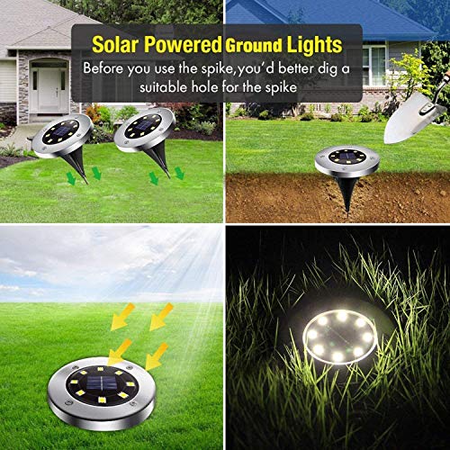 Solar Ground Lights-Upgraded Outdoor Garden Waterproof Bright in- ...