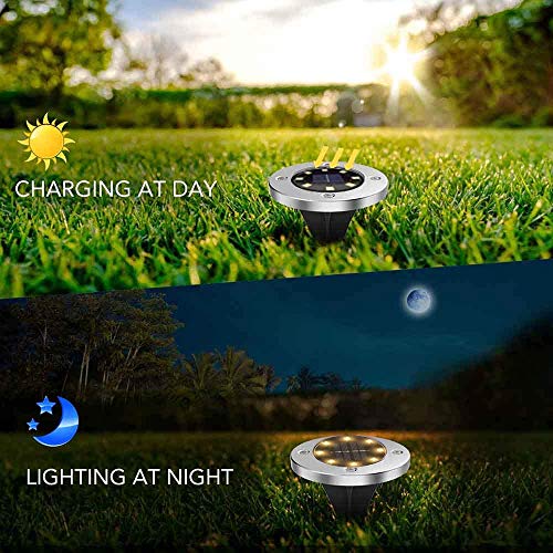 Solar Ground Lights-Upgraded Outdoor Garden Waterproof Bright in- ...
