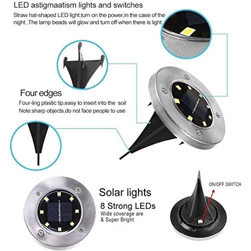 Solar Ground Lights-Upgraded Outdoor Garden Waterproof Bright in- ...