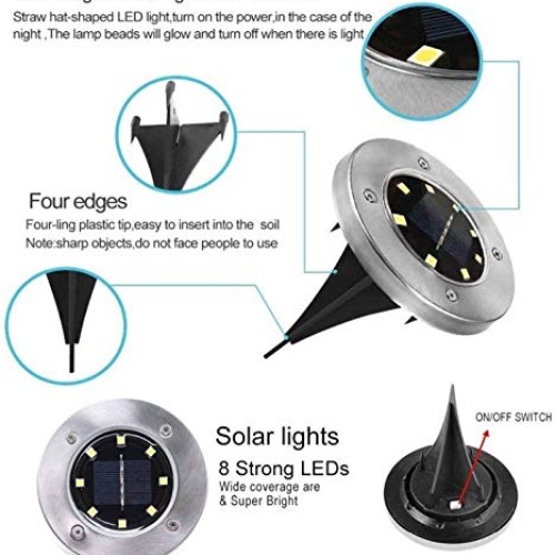 Solar Ground Lights-Upgraded Outdoor Garden Waterproof Bright in- ...