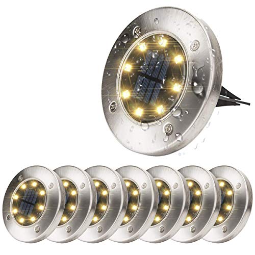 Solar Ground Lights-Upgraded Outdoor Garden Waterproof Bright in- ...
