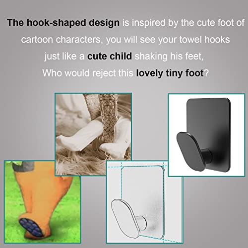 DELITON Adhesive Hooks - 4 Pack Towel/Coat Hooks Wall Hooks Stick ...