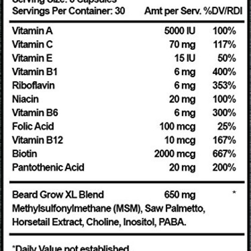 Beard Grow XL | Facial Hair Supplement | #1 Mens Hair Growth Vitam...