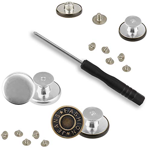 Deokke 50 Pack 17mm No Sewing Jeans Buttons Replacement Kit with M...
