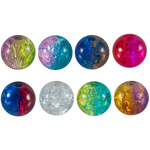 Deoot 400 PCS Glass Beads 8mm Handcrafted Crackle Lampwork Round B...