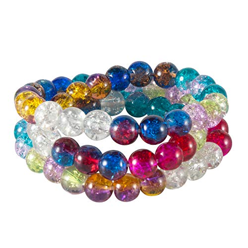 Deoot 400 PCS Glass Beads 8mm Handcrafted Crackle Lampwork Round B...