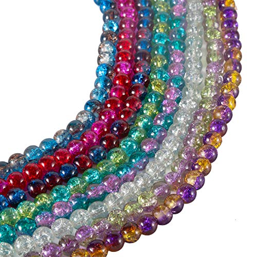 Deoot 400 PCS Glass Beads 8mm Handcrafted Crackle Lampwork Round B...